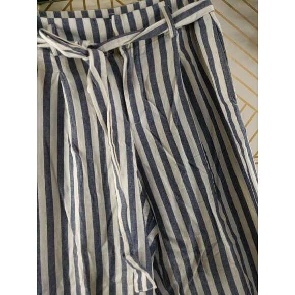 ZARA BASIC Women's Striped Cropped Pants Belted Size Small - Picture 7 of 9